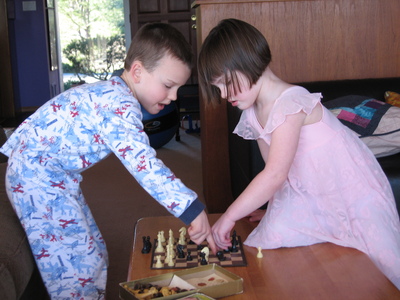 Kids playing chess