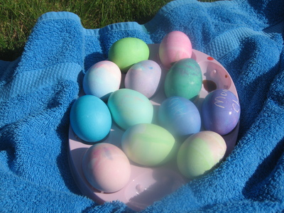 Dyeing Easter eggs