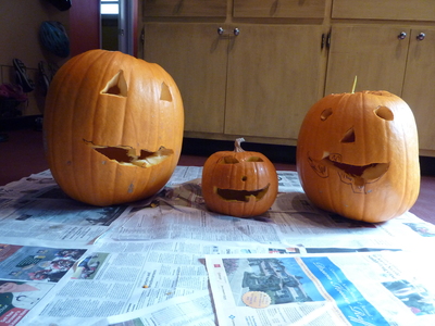 Carving Halloween pumpkins