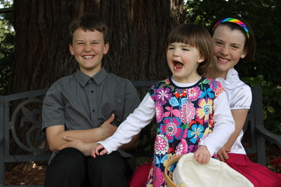 Three kids, happy Easter